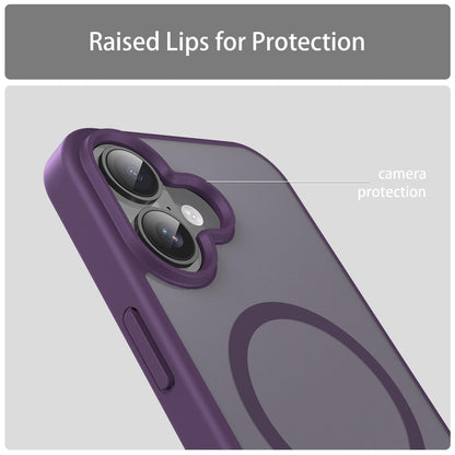 For iPhone 16 Fanying Series Precision Camera Hole PC Hybrid TPU Translucent Frosted Magnetic Phone Case - Crystal Purple - EDA009893312B