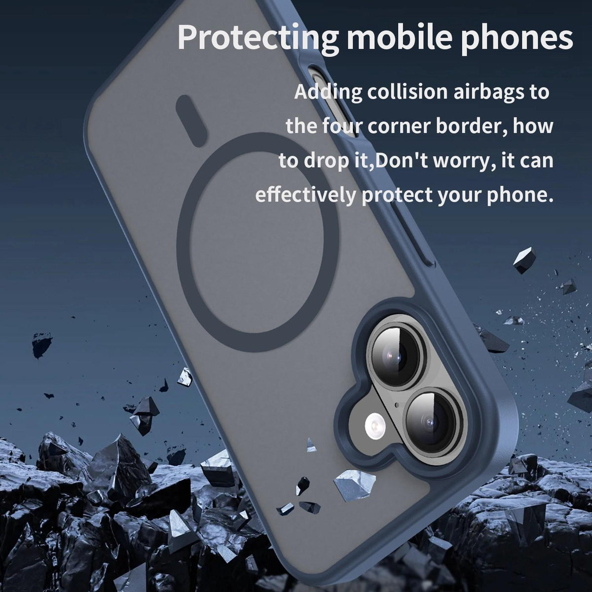 For iPhone 16 Fanying Series Precision Camera Hole PC Hybrid TPU Translucent Frosted Magnetic Phone Case - Cyan Blue - EDA009893312C