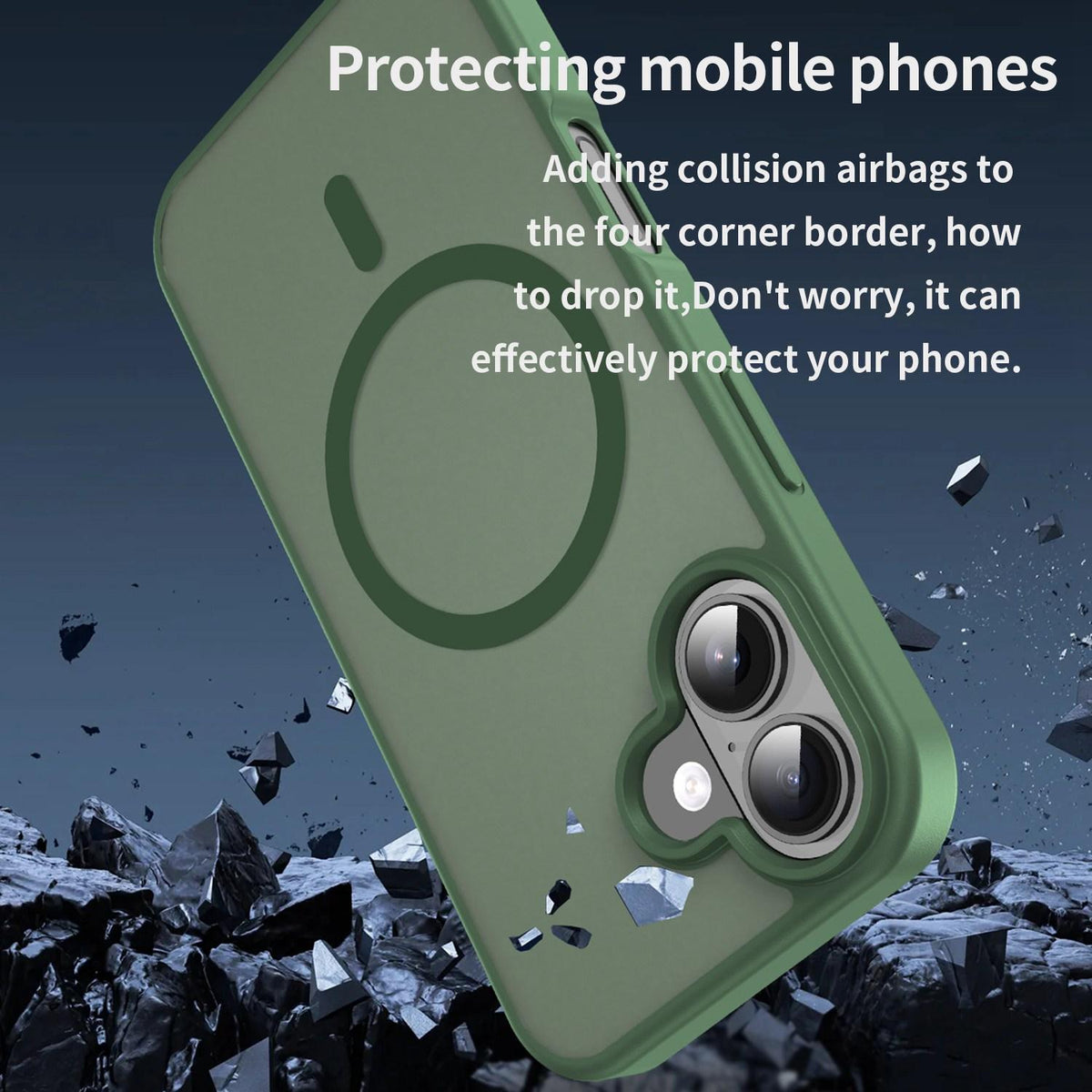 For iPhone 16 Fanying Series Precision Camera Hole PC Hybrid TPU Translucent Frosted Magnetic Phone Case - Olive Green - EDA009893312D