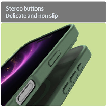 For iPhone 16 Fanying Series Precision Camera Hole PC Hybrid TPU Translucent Frosted Magnetic Phone Case - Olive Green - EDA009893312D