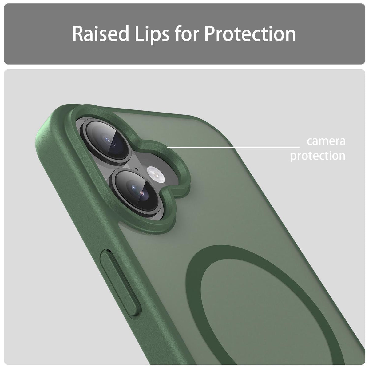 For iPhone 16 Fanying Series Precision Camera Hole PC Hybrid TPU Translucent Frosted Magnetic Phone Case - Olive Green - EDA009893312D