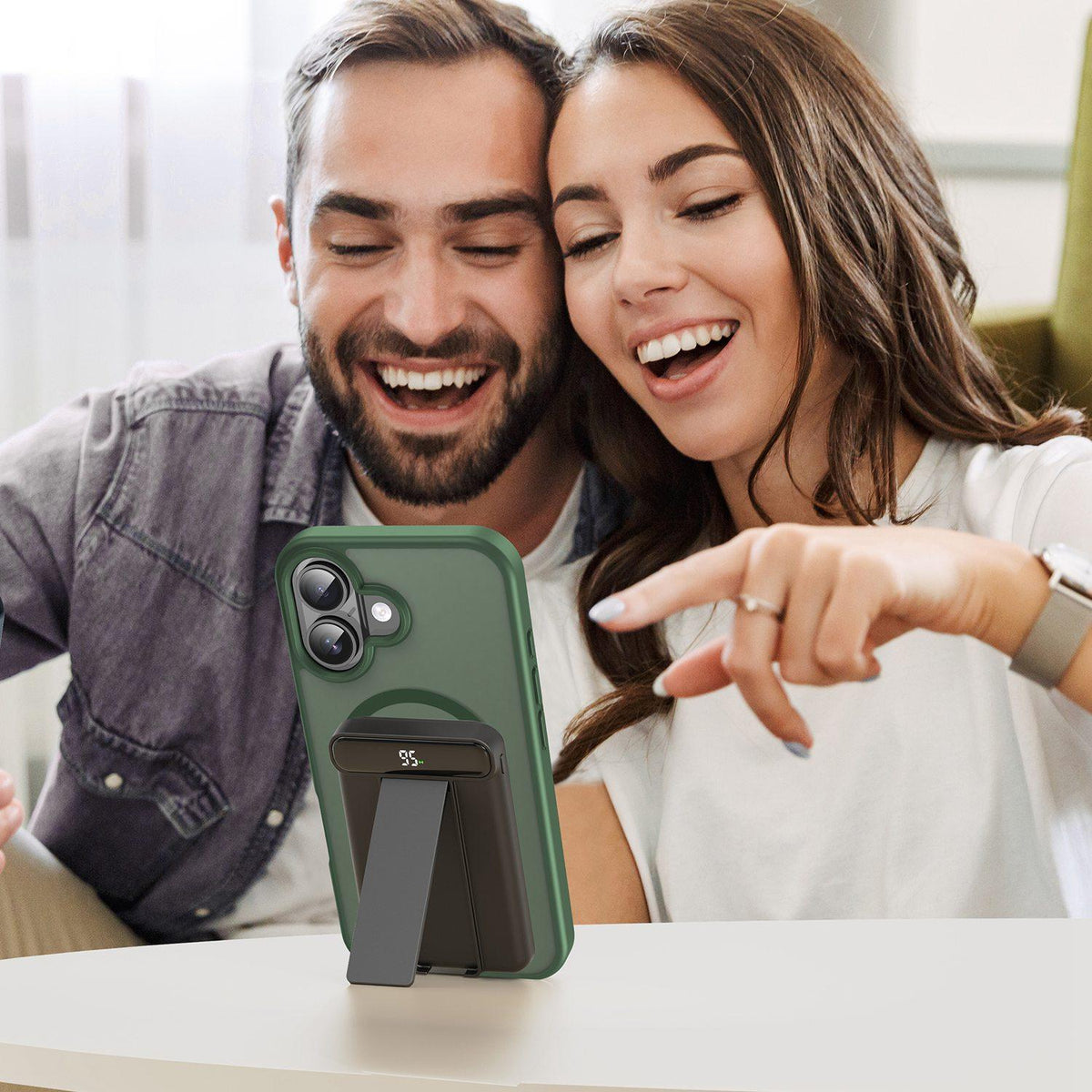 For iPhone 16 Fanying Series Precision Camera Hole PC Hybrid TPU Translucent Frosted Magnetic Phone Case - Olive Green - EDA009893312D