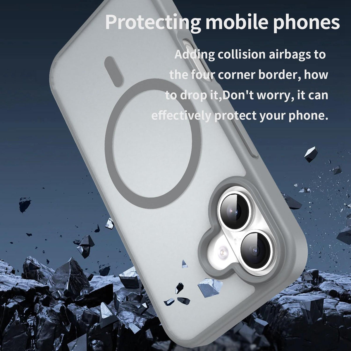 For iPhone 16 Fanying Series Precision Camera Hole PC Hybrid TPU Translucent Frosted Magnetic Phone Case - Silver Grey - EDA009893312F