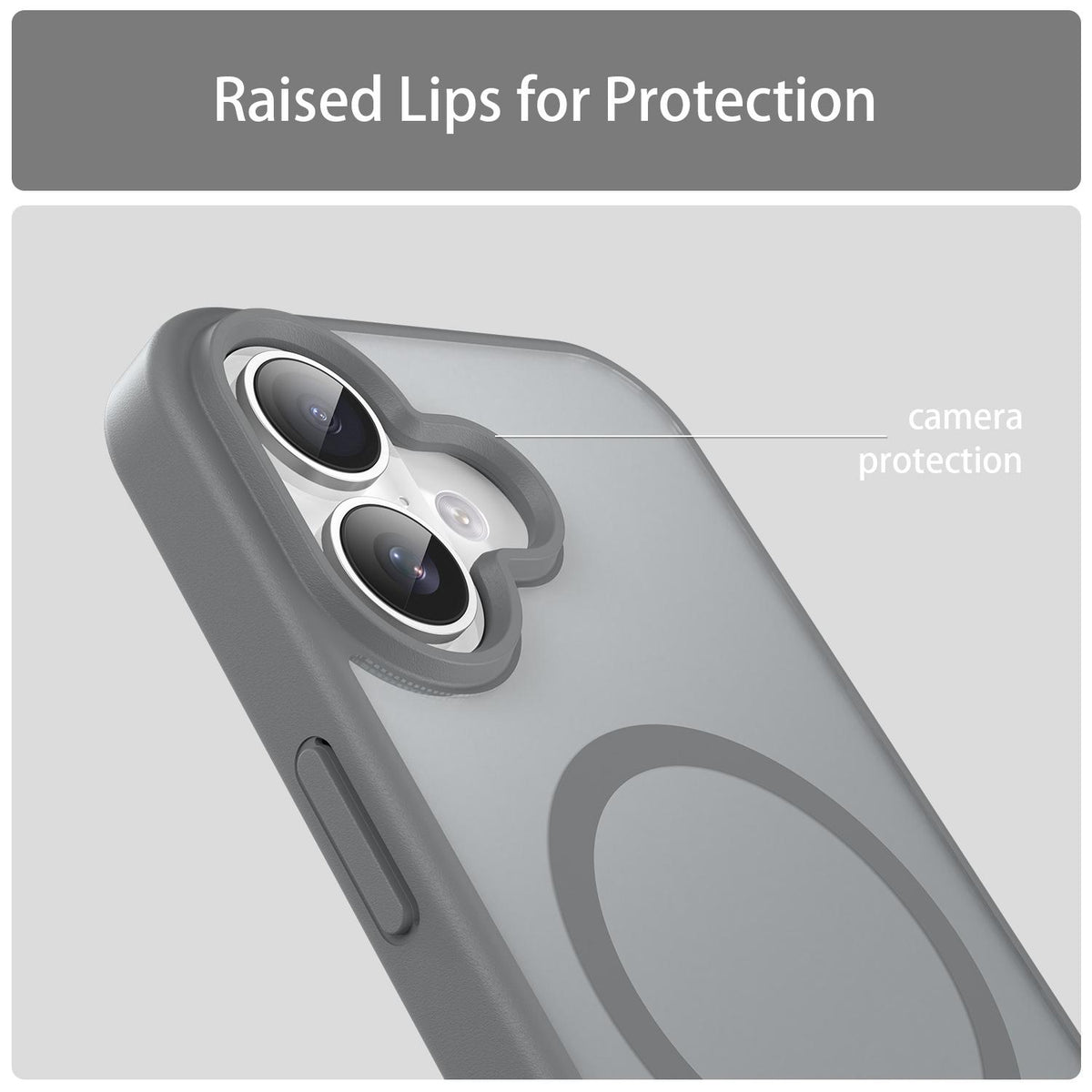 For iPhone 16 Fanying Series Precision Camera Hole PC Hybrid TPU Translucent Frosted Magnetic Phone Case - Silver Grey - EDA009893312F