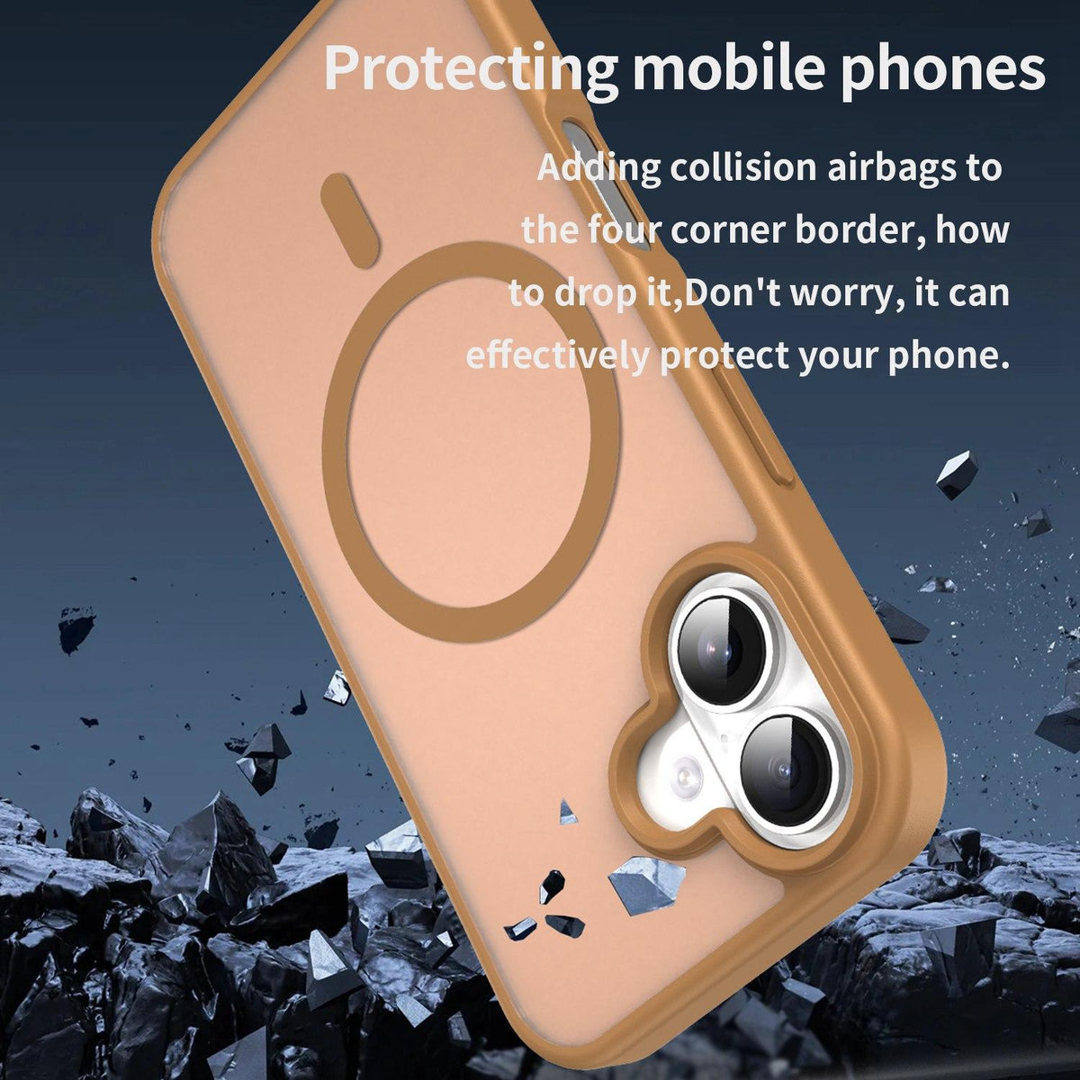 For iPhone 16 Fanying Series Precision Camera Hole PC Hybrid TPU Translucent Frosted Magnetic Phone Case - Desert Gold - EDA009893312G