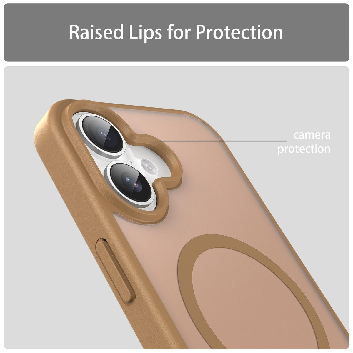 For iPhone 16 Fanying Series Precision Camera Hole PC Hybrid TPU Translucent Frosted Magnetic Phone Case - Desert Gold - EDA009893312G