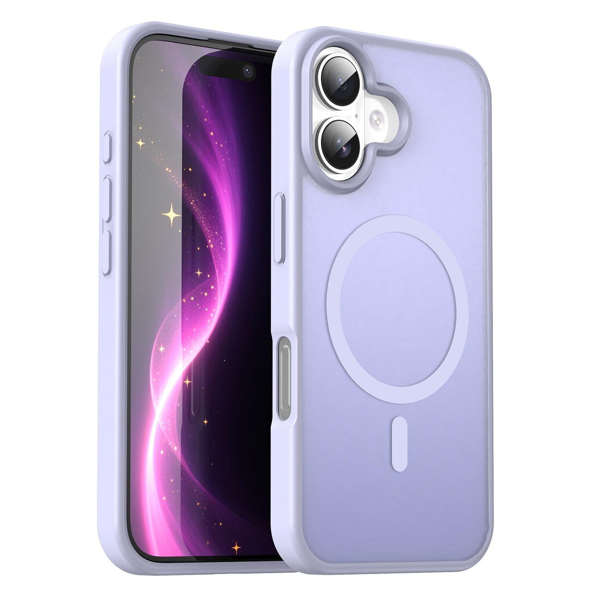 For iPhone 16 Fanying Series Precision Camera Hole PC Hybrid TPU Translucent Frosted Magnetic Phone Case - Lavender - EDA009893312H