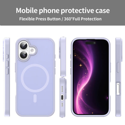 For iPhone 16 Fanying Series Precision Camera Hole PC Hybrid TPU Translucent Frosted Magnetic Phone Case - Lavender - EDA009893312H