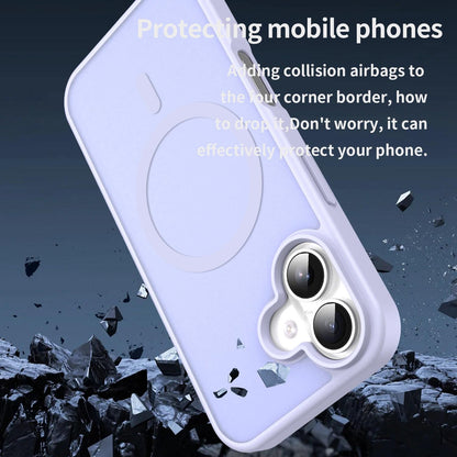 For iPhone 16 Fanying Series Precision Camera Hole PC Hybrid TPU Translucent Frosted Magnetic Phone Case - Lavender - EDA009893312H