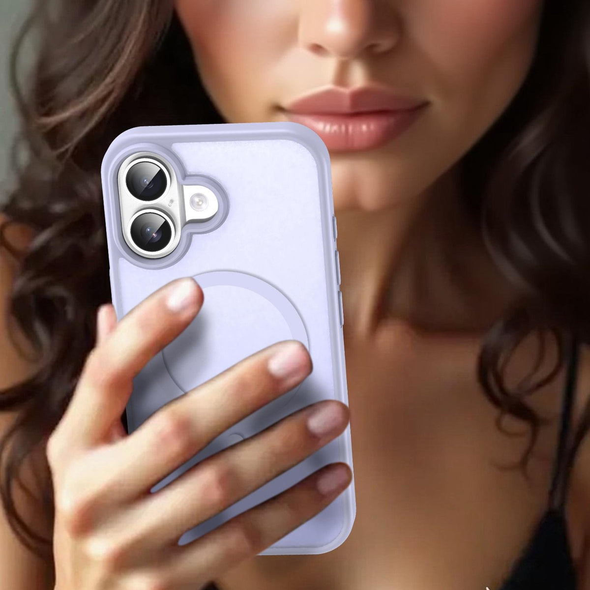 For iPhone 16 Fanying Series Precision Camera Hole PC Hybrid TPU Translucent Frosted Magnetic Phone Case - Lavender - EDA009893312H