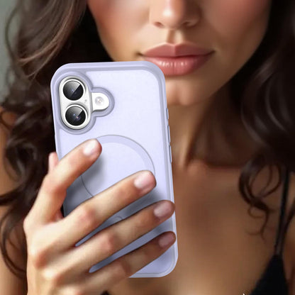 For iPhone 16 Fanying Series Precision Camera Hole PC Hybrid TPU Translucent Frosted Magnetic Phone Case - Lavender - EDA009893312H