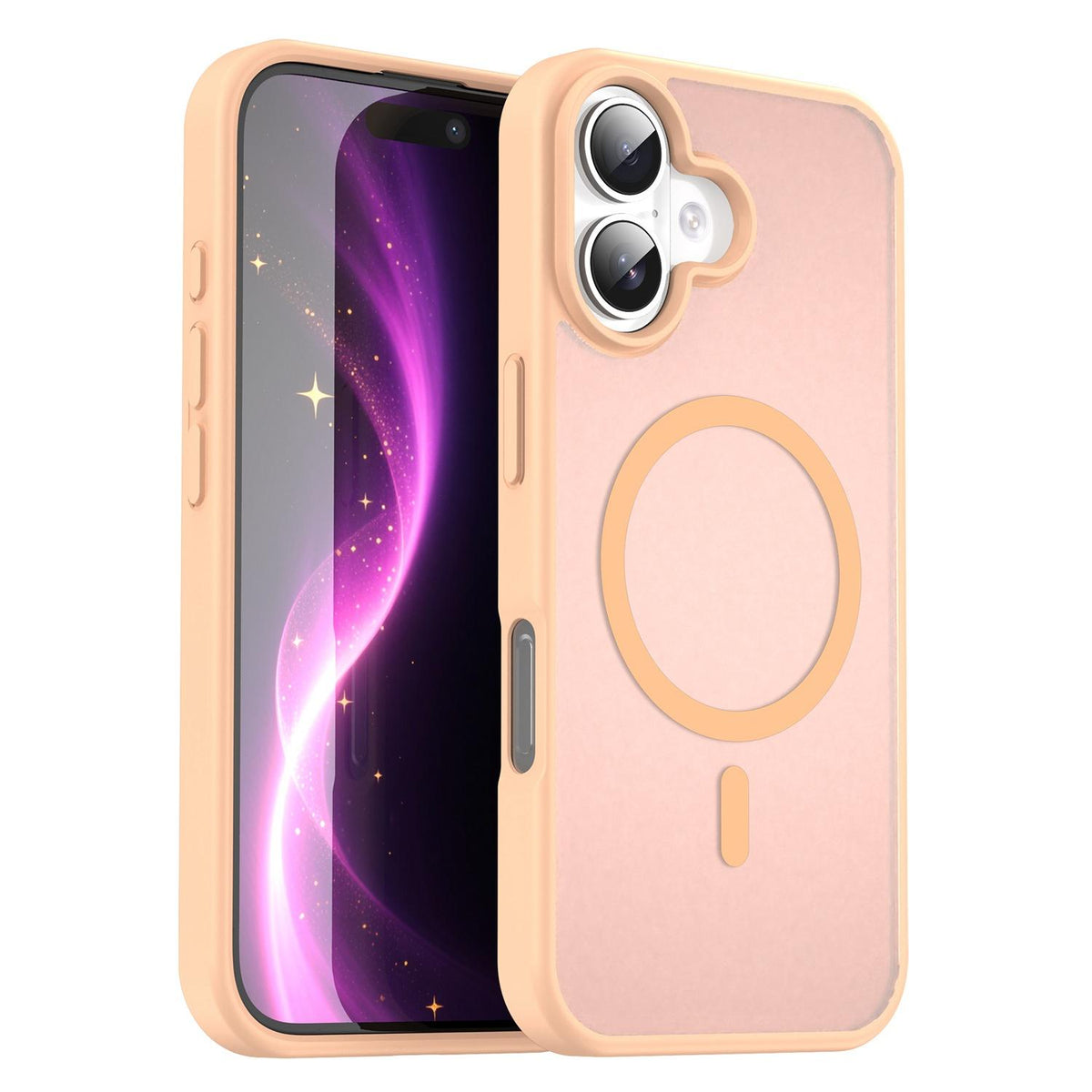 For iPhone 16 Fanying Series Precision Camera Hole PC Hybrid TPU Translucent Frosted Magnetic Phone Case - Rouge Powder - EDA009893312I