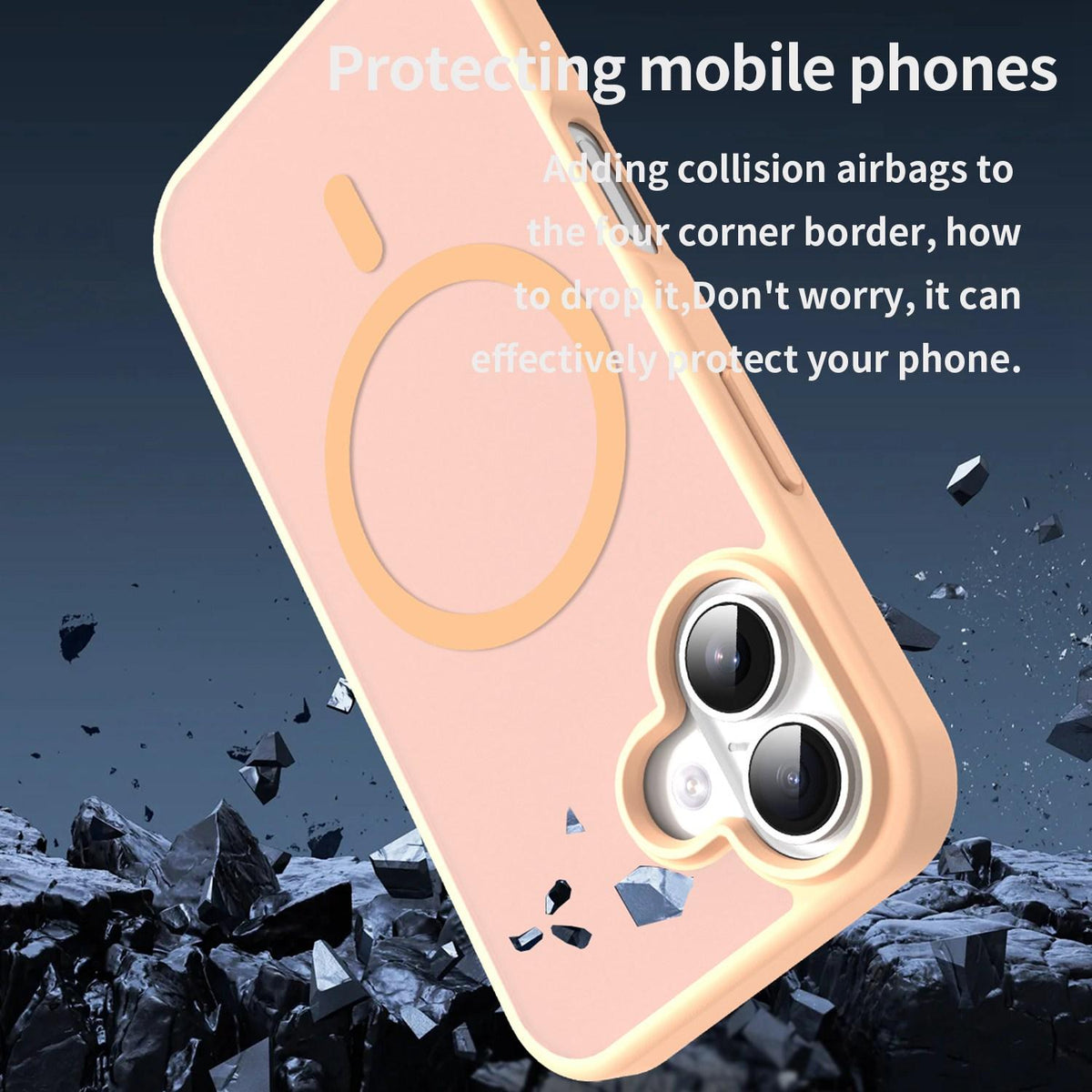 For iPhone 16 Fanying Series Precision Camera Hole PC Hybrid TPU Translucent Frosted Magnetic Phone Case - Rouge Powder - EDA009893312I
