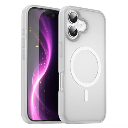 For iPhone 16 Fanying Series Precision Camera Hole PC Hybrid TPU Translucent Frosted Magnetic Phone Case - Matte White - EDA009893312J
