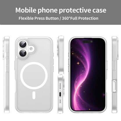 For iPhone 16 Fanying Series Precision Camera Hole PC Hybrid TPU Translucent Frosted Magnetic Phone Case - Matte White - EDA009893312J