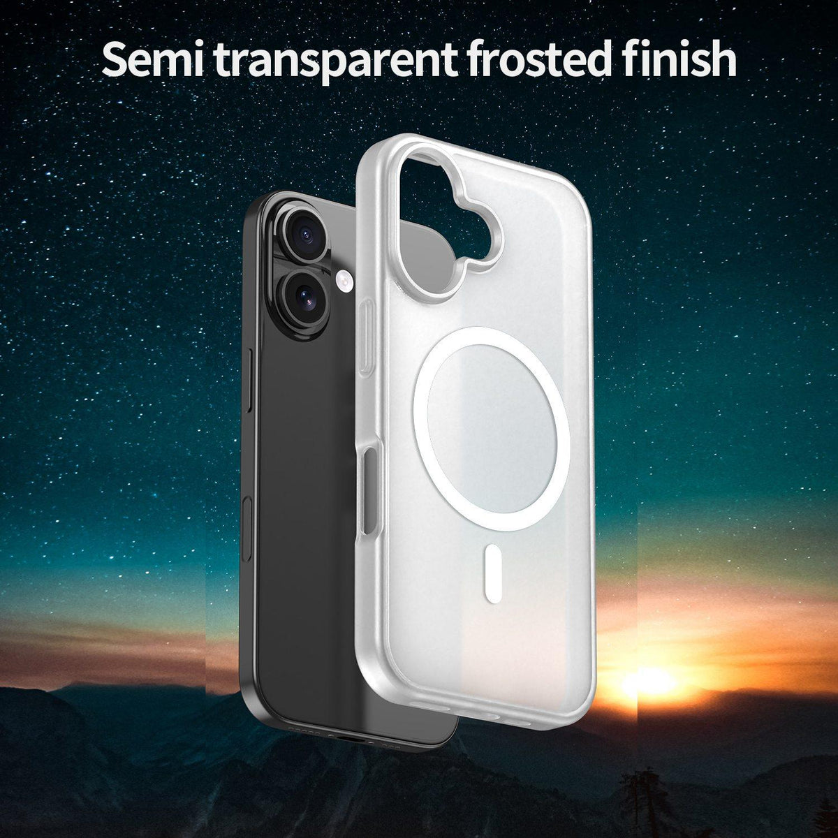 For iPhone 16 Fanying Series Precision Camera Hole PC Hybrid TPU Translucent Frosted Magnetic Phone Case - Matte White - EDA009893312J
