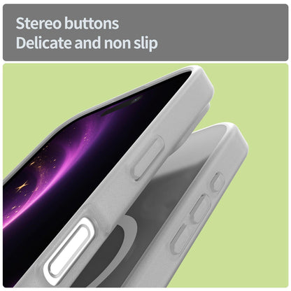 For iPhone 16 Fanying Series Precision Camera Hole PC Hybrid TPU Translucent Frosted Magnetic Phone Case - Matte White - EDA009893312J