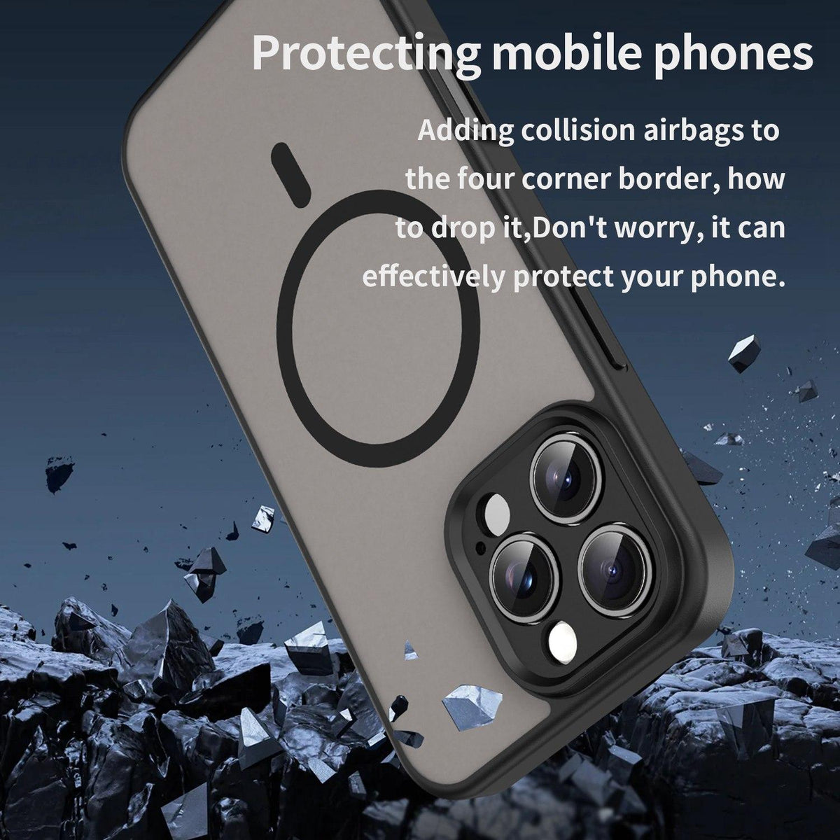 For iPhone 16 Pro Max Fanying Series Precision Camera Hole PC Hybrid TPU Translucent Frosted Magnetic Phone Case - Translucent Black - EDA009893315A