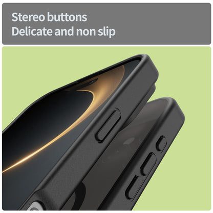 For iPhone 16 Pro Max Fanying Series Precision Camera Hole PC Hybrid TPU Translucent Frosted Magnetic Phone Case - Translucent Black - EDA009893315A