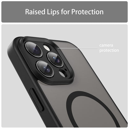 For iPhone 16 Pro Max Fanying Series Precision Camera Hole PC Hybrid TPU Translucent Frosted Magnetic Phone Case - Translucent Black - EDA009893315A
