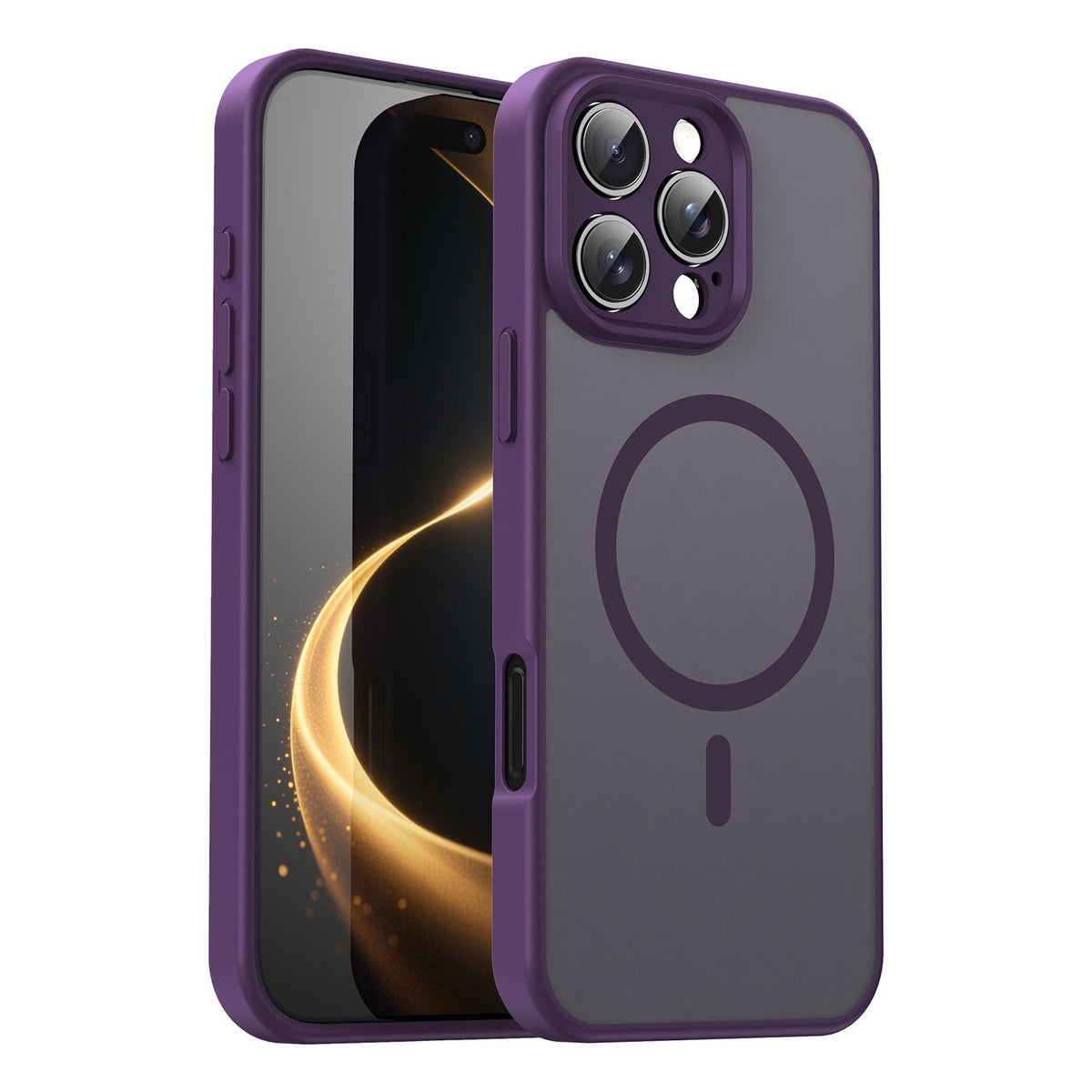 For iPhone 16 Pro Max Fanying Series Precision Camera Hole PC Hybrid TPU Translucent Frosted Magnetic Phone Case - Crystal Purple - EDA009893315B