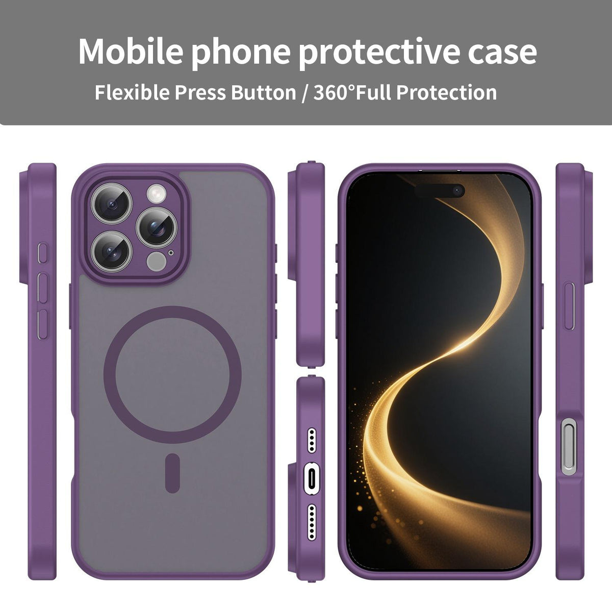 For iPhone 16 Pro Max Fanying Series Precision Camera Hole PC Hybrid TPU Translucent Frosted Magnetic Phone Case - Crystal Purple - EDA009893315B