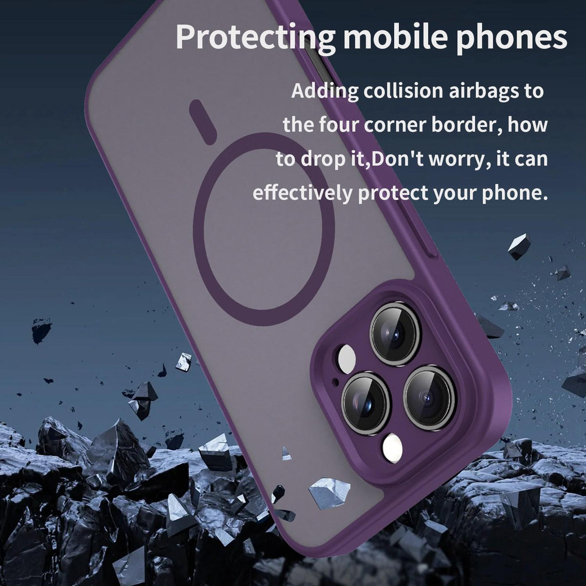 For iPhone 16 Pro Max Fanying Series Precision Camera Hole PC Hybrid TPU Translucent Frosted Magnetic Phone Case - Crystal Purple - EDA009893315B