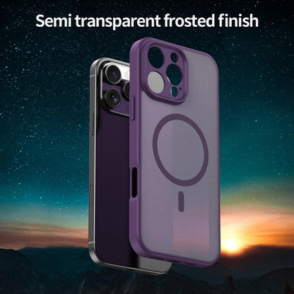 For iPhone 16 Pro Max Fanying Series Precision Camera Hole PC Hybrid TPU Translucent Frosted Magnetic Phone Case - Crystal Purple - EDA009893315B