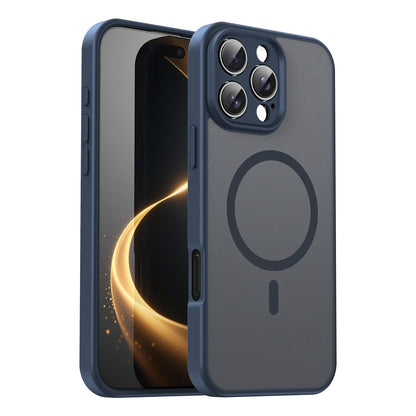 For iPhone 16 Pro Max Fanying Series Precision Camera Hole PC Hybrid TPU Translucent Frosted Magnetic Phone Case - Cyan Blue - EDA009893315C