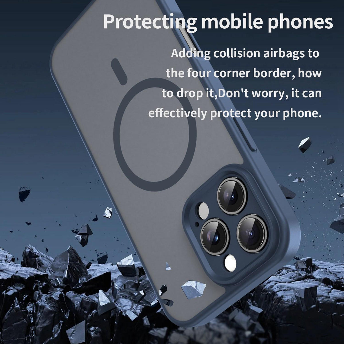 For iPhone 16 Pro Max Fanying Series Precision Camera Hole PC Hybrid TPU Translucent Frosted Magnetic Phone Case - Cyan Blue - EDA009893315C