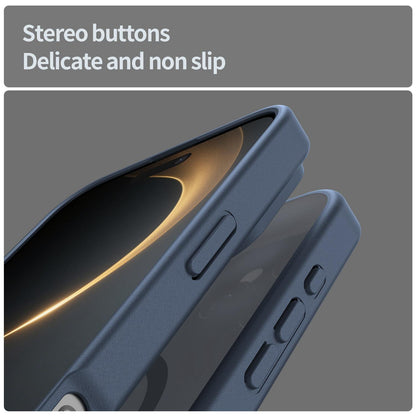 For iPhone 16 Pro Max Fanying Series Precision Camera Hole PC Hybrid TPU Translucent Frosted Magnetic Phone Case - Cyan Blue - EDA009893315C