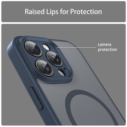 For iPhone 16 Pro Max Fanying Series Precision Camera Hole PC Hybrid TPU Translucent Frosted Magnetic Phone Case - Cyan Blue - EDA009893315C