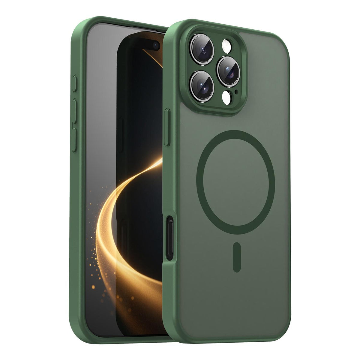 For iPhone 16 Pro Max Fanying Series Precision Camera Hole PC Hybrid TPU Translucent Frosted Magnetic Phone Case - Olive Green - EDA009893315D