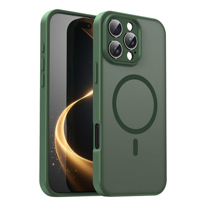 For iPhone 16 Pro Max Fanying Series Precision Camera Hole PC Hybrid TPU Translucent Frosted Magnetic Phone Case - Olive Green - EDA009893315D