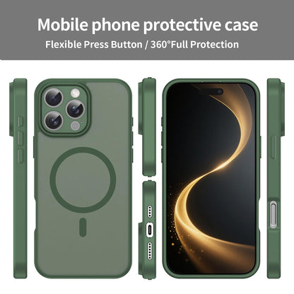 For iPhone 16 Pro Max Fanying Series Precision Camera Hole PC Hybrid TPU Translucent Frosted Magnetic Phone Case - Olive Green - EDA009893315D