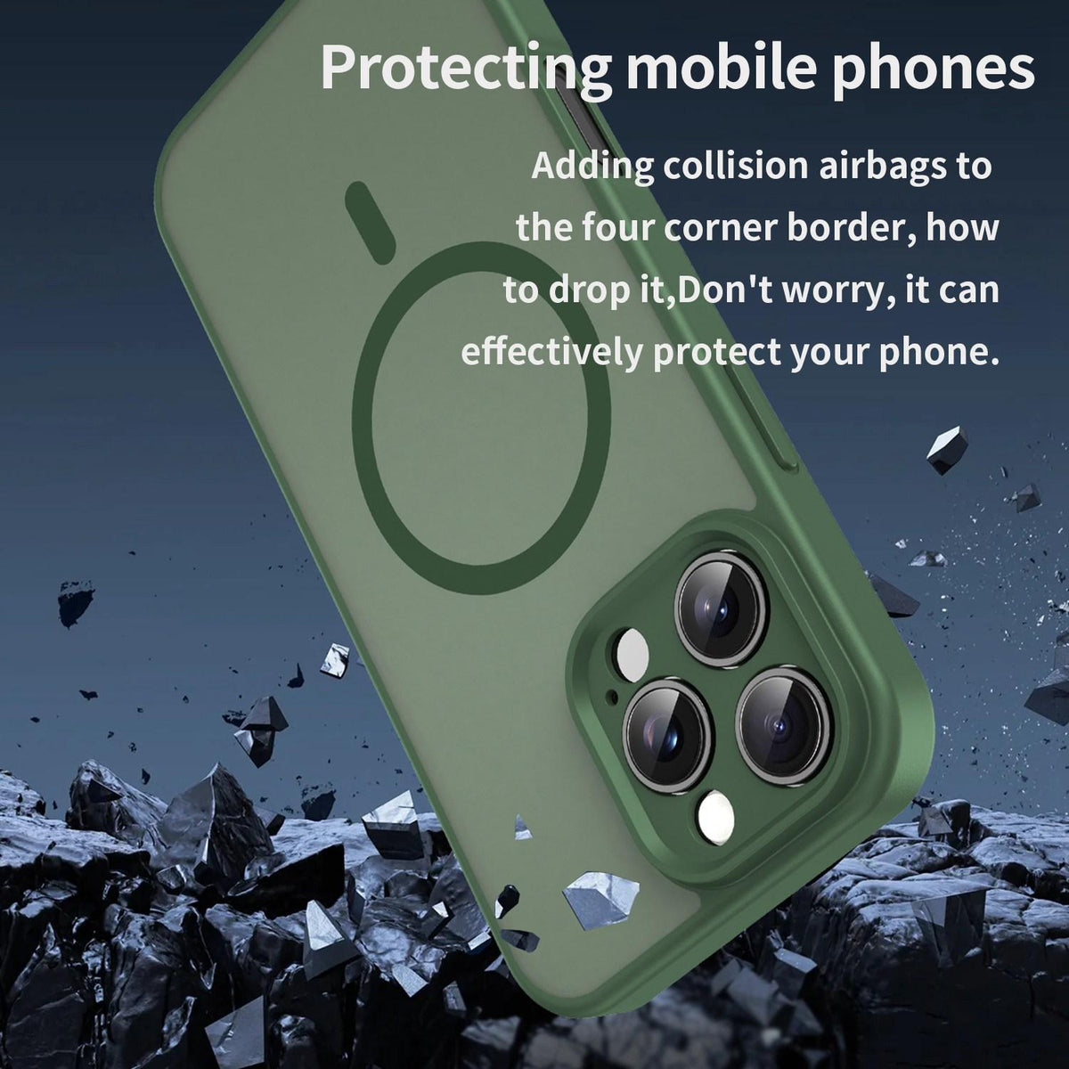 For iPhone 16 Pro Max Fanying Series Precision Camera Hole PC Hybrid TPU Translucent Frosted Magnetic Phone Case - Olive Green - EDA009893315D
