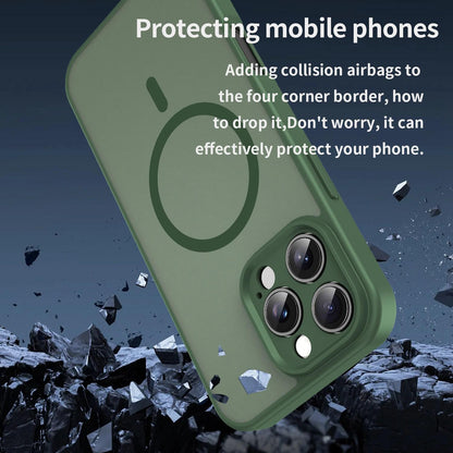 For iPhone 16 Pro Max Fanying Series Precision Camera Hole PC Hybrid TPU Translucent Frosted Magnetic Phone Case - Olive Green - EDA009893315D