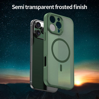 For iPhone 16 Pro Max Fanying Series Precision Camera Hole PC Hybrid TPU Translucent Frosted Magnetic Phone Case - Olive Green - EDA009893315D
