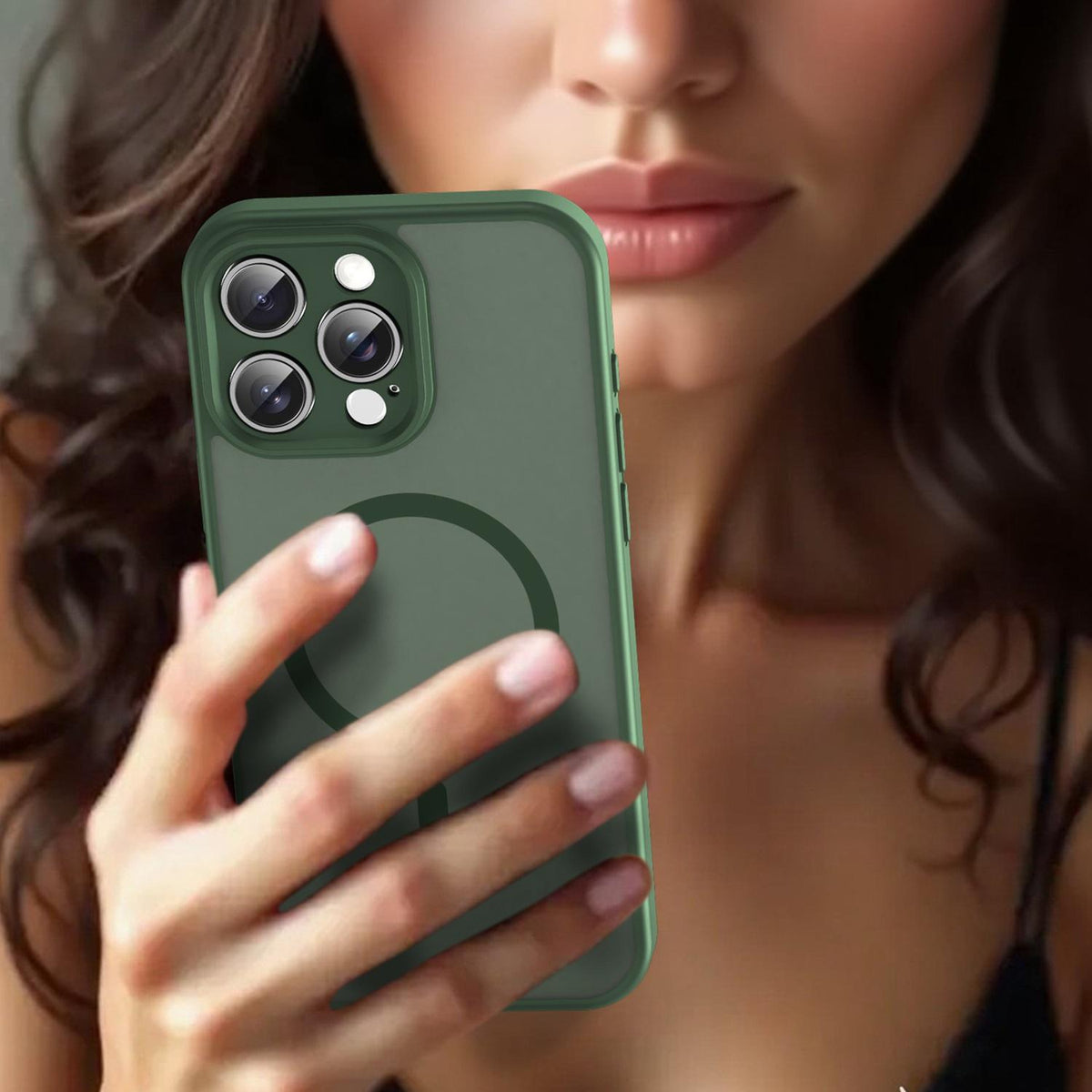 For iPhone 16 Pro Max Fanying Series Precision Camera Hole PC Hybrid TPU Translucent Frosted Magnetic Phone Case - Olive Green - EDA009893315D