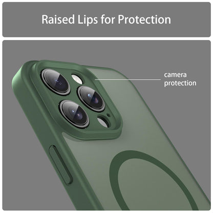 For iPhone 16 Pro Max Fanying Series Precision Camera Hole PC Hybrid TPU Translucent Frosted Magnetic Phone Case - Olive Green - EDA009893315D