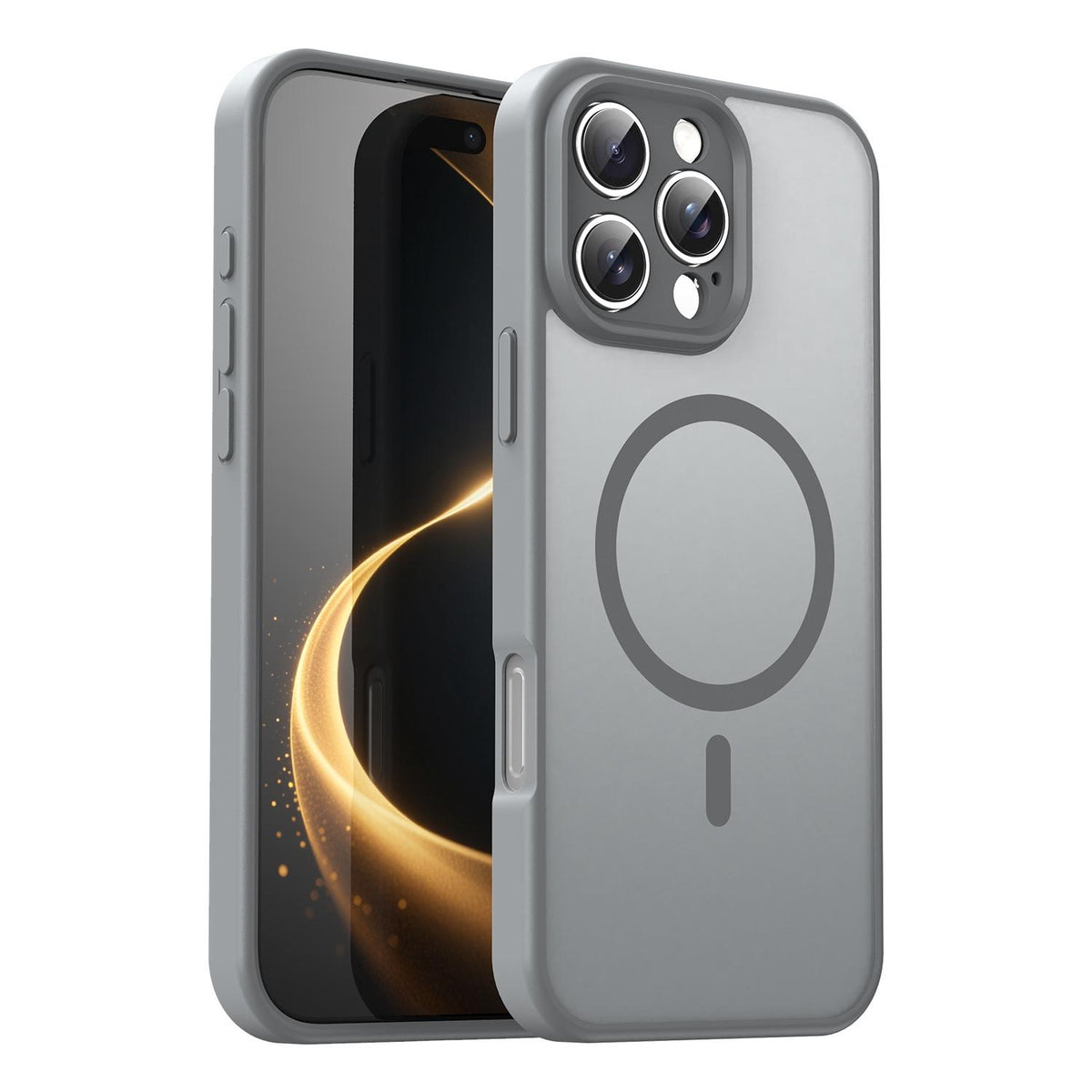 For iPhone 16 Pro Max Fanying Series Precision Camera Hole PC Hybrid TPU Translucent Frosted Magnetic Phone Case - Silver Grey - EDA009893315F