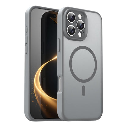 For iPhone 16 Pro Max Fanying Series Precision Camera Hole PC Hybrid TPU Translucent Frosted Magnetic Phone Case - Silver Grey - EDA009893315F