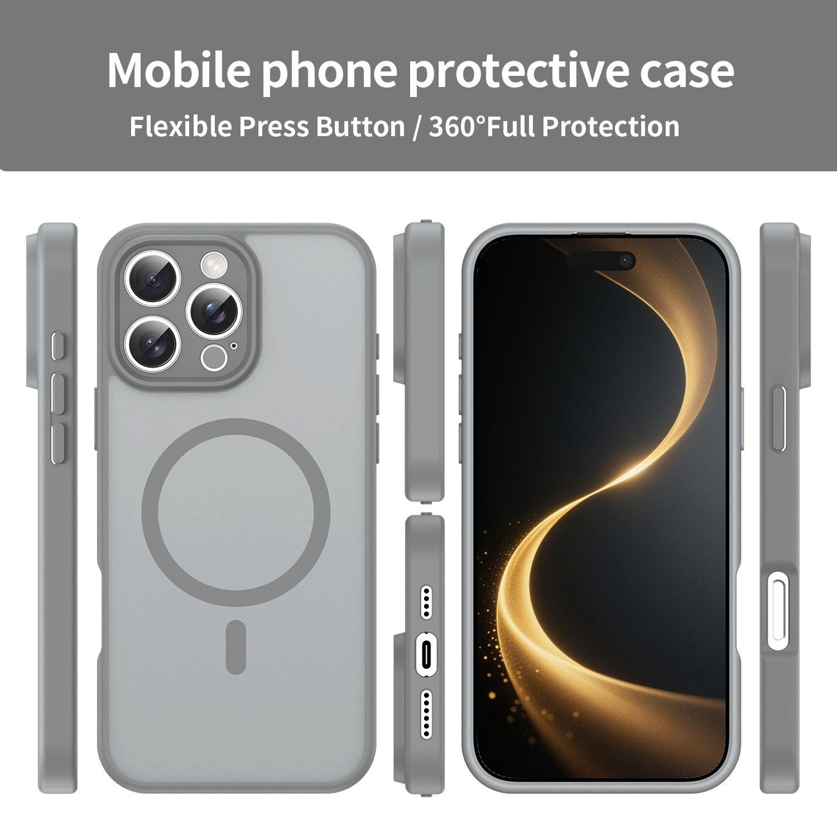For iPhone 16 Pro Max Fanying Series Precision Camera Hole PC Hybrid TPU Translucent Frosted Magnetic Phone Case - Silver Grey - EDA009893315F