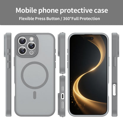 For iPhone 16 Pro Max Fanying Series Precision Camera Hole PC Hybrid TPU Translucent Frosted Magnetic Phone Case - Silver Grey - EDA009893315F