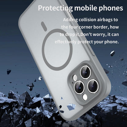 For iPhone 16 Pro Max Fanying Series Precision Camera Hole PC Hybrid TPU Translucent Frosted Magnetic Phone Case - Silver Grey - EDA009893315F