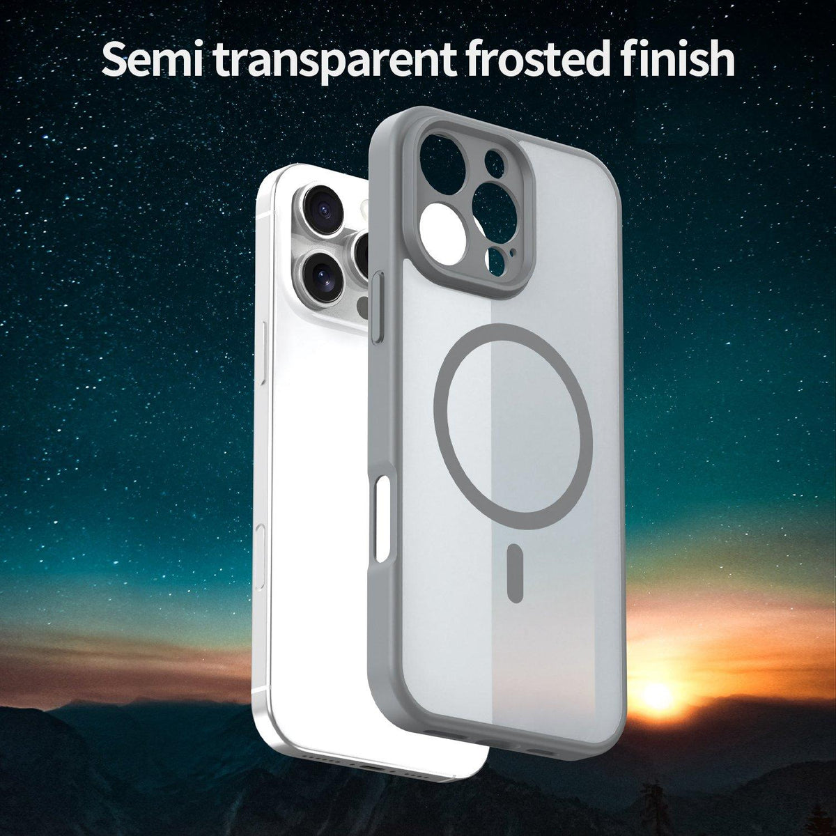 For iPhone 16 Pro Max Fanying Series Precision Camera Hole PC Hybrid TPU Translucent Frosted Magnetic Phone Case - Silver Grey - EDA009893315F