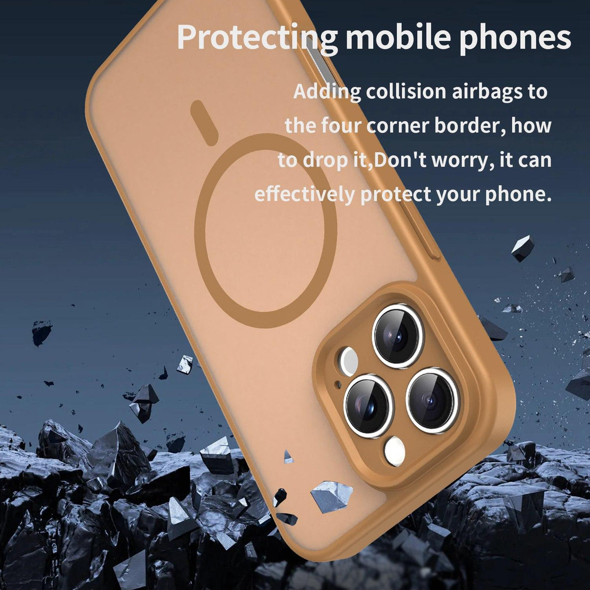 For iPhone 16 Pro Max Fanying Series Precision Camera Hole PC Hybrid TPU Translucent Frosted Magnetic Phone Case - Desert Gold - EDA009893315G