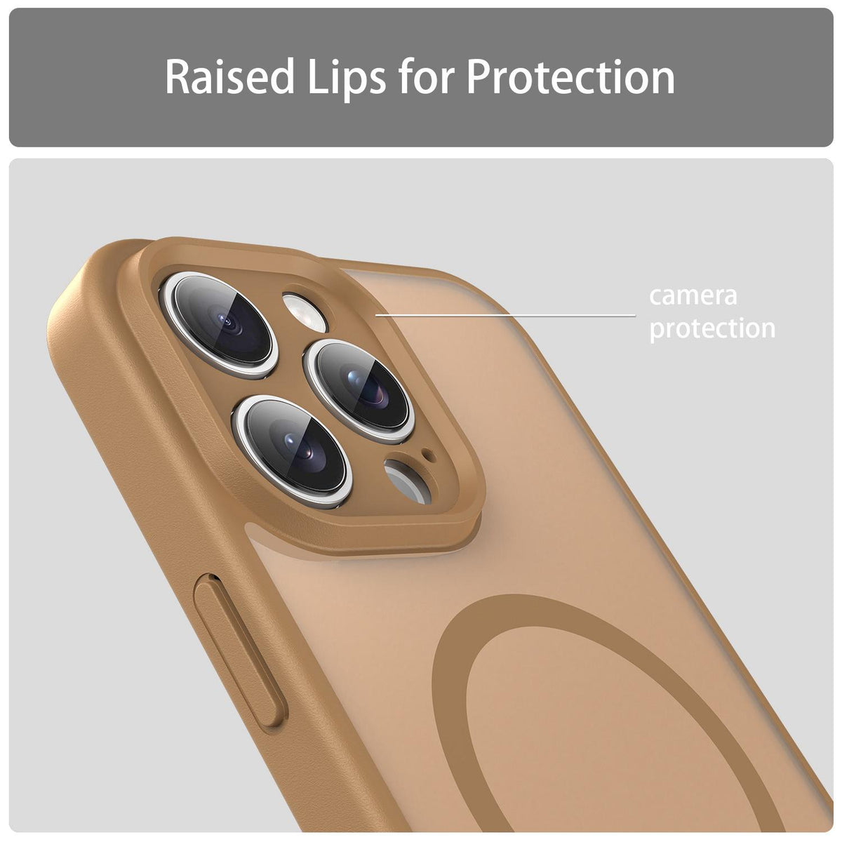 For iPhone 16 Pro Max Fanying Series Precision Camera Hole PC Hybrid TPU Translucent Frosted Magnetic Phone Case - Desert Gold - EDA009893315G
