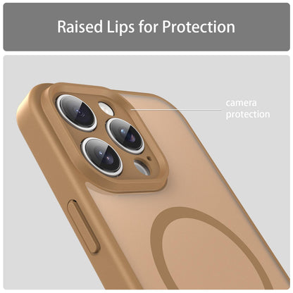 For iPhone 16 Pro Max Fanying Series Precision Camera Hole PC Hybrid TPU Translucent Frosted Magnetic Phone Case - Desert Gold - EDA009893315G