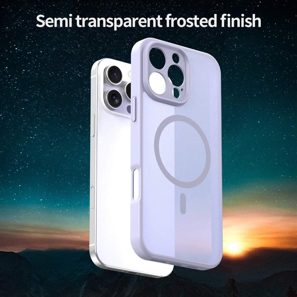 For iPhone 16 Pro Max Fanying Series Precision Camera Hole PC Hybrid TPU Translucent Frosted Magnetic Phone Case - Lavender - EDA009893315H